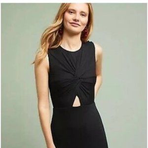 Anthropologie Bailey 44 Knit Black Dress with Twist Front and Keyhole Size PS